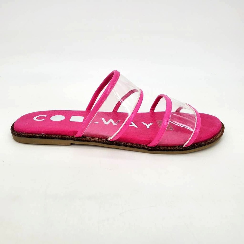 Coolway Shoes Womens Merci Pink 6 Slide Sandals Double Strap Flat Slip On NEW